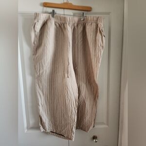 Women's Tan Striped Cropped Pants